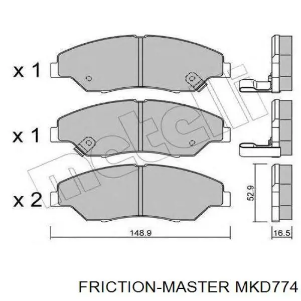 Передние тормозные колодки MKD774 Friction Master