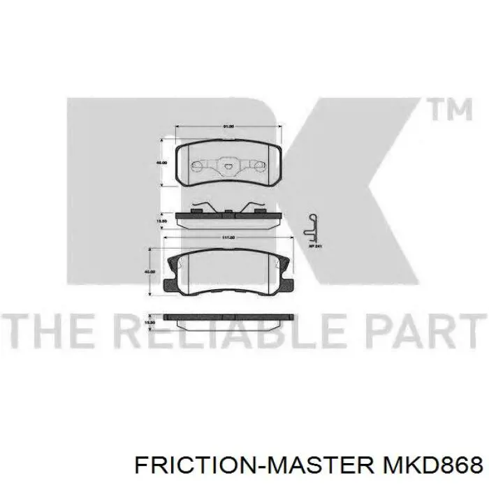 Колодки дисковые  Friction Master MKD868 цена, от 19.76 USD