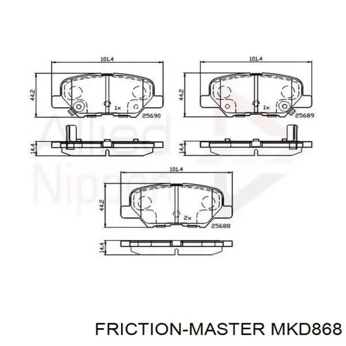 Купить MKD868 Friction Master Колодки тормозные задние, дисковые
