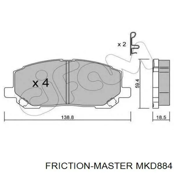 Передние тормозные колодки MKD884 Friction Master