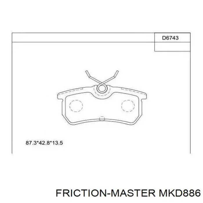 Задние тормозные колодки MKD886 Friction Master