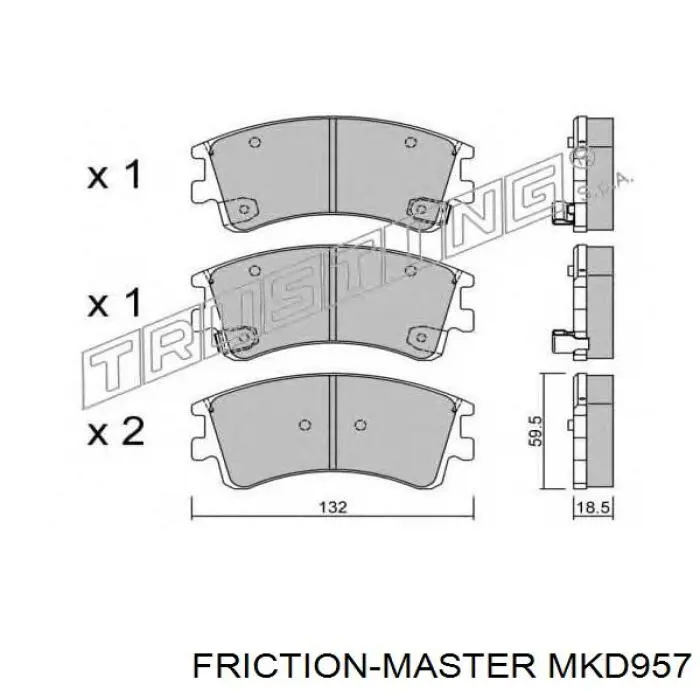 Передние тормозные колодки MKD957 Friction Master