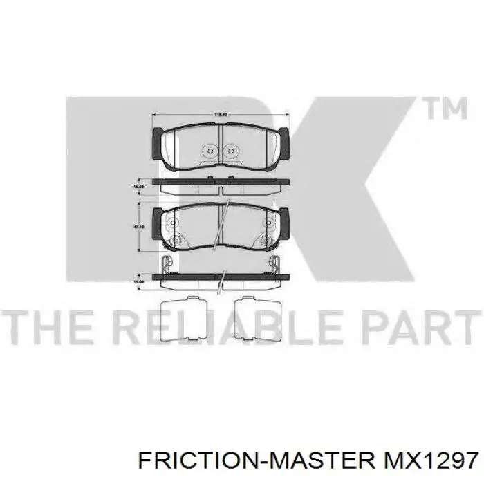 Задние тормозные колодки MX1297 Friction Master