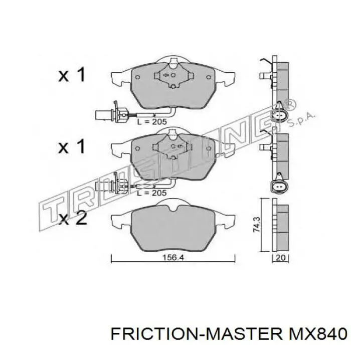 MX840 Friction Master колодки тормозные передние дисковые