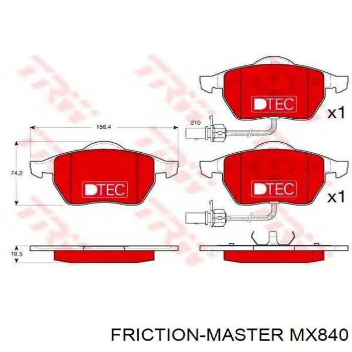 Тормозные колодки Friction Master MX840