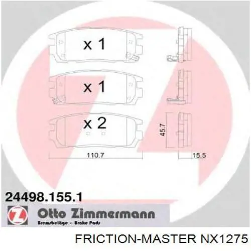 Купить NX1275 Friction Master Колодки тормозные задние, дисковые