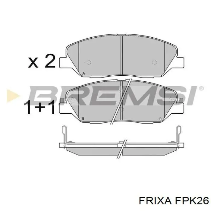 Передние тормозные колодки FPK26 Hankook Frixa