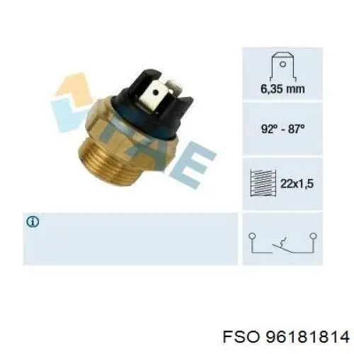 96181814 FSO датчик температуры охлаждающей жидкости (включения вентилятора радиатора)