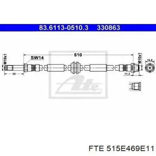 Купить 515E469E11 FTE Шланг тормозной передний