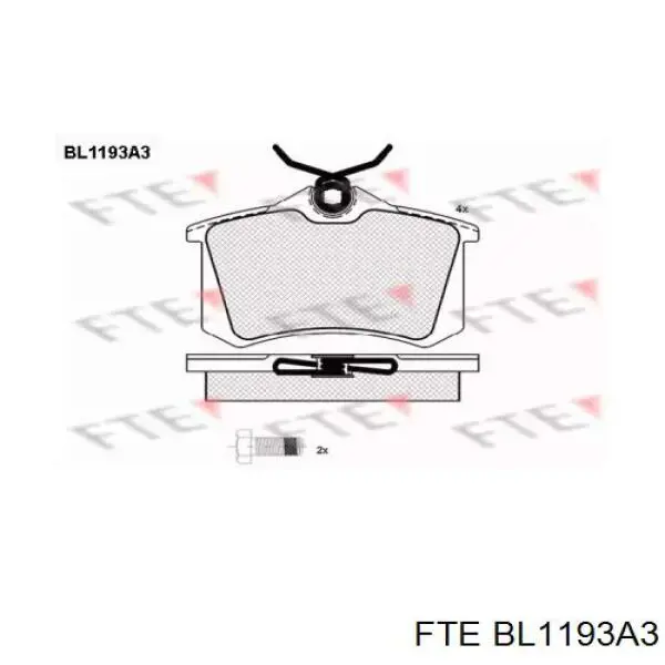 BL1193A3 FTE колодки тормозные задние дисковые