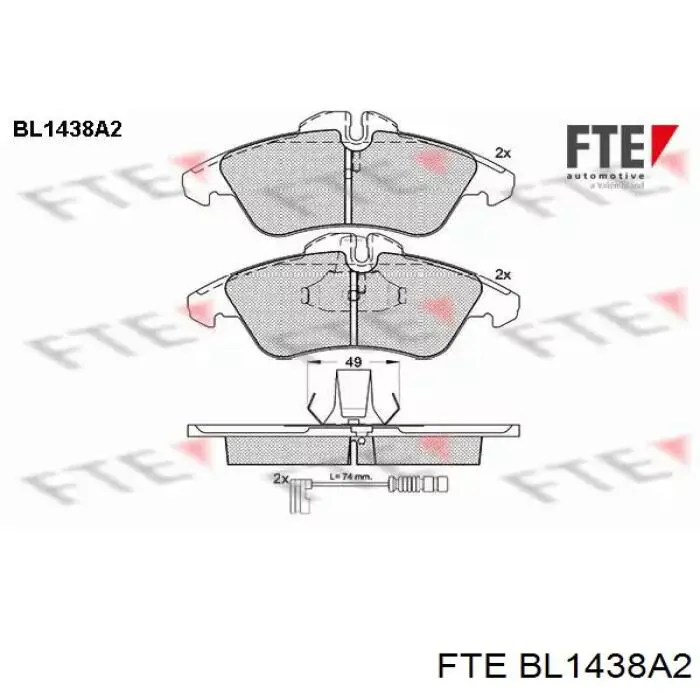 Передние тормозные колодки BL1438A2 FTE