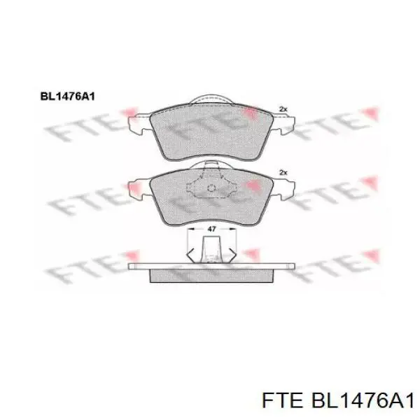 Колодки тормозные передние дисковые FTE BL1476A1