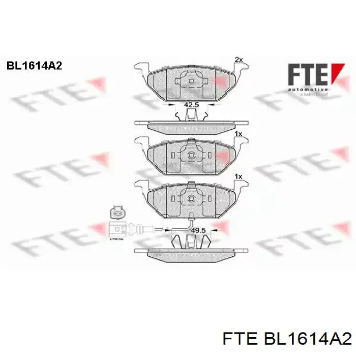 Колодки тормозные передние дисковые FTE BL1614A2