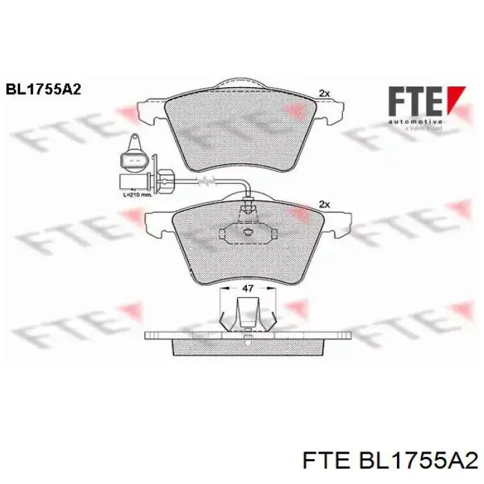 Передние тормозные колодки BL1755A2 FTE