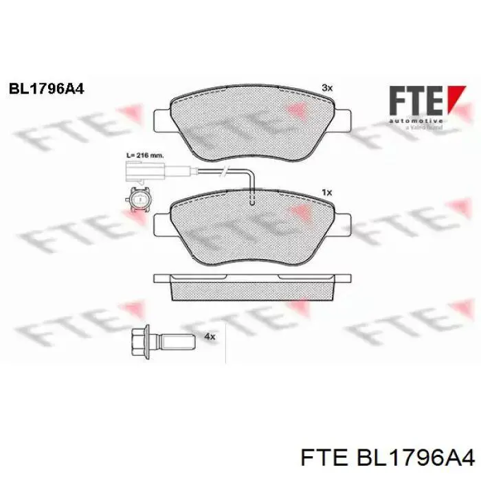 Колодки тормозные передние дисковые FTE BL1796A4