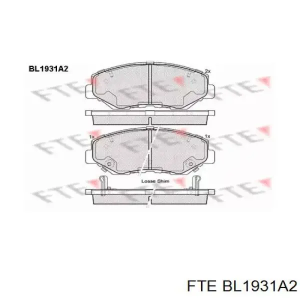 BL1931A2 FTE колодки тормозные передние дисковые