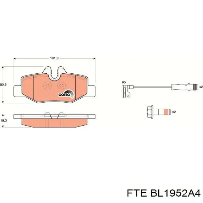 Купить BL1952A4 FTE Колодки тормозные задние, дисковые