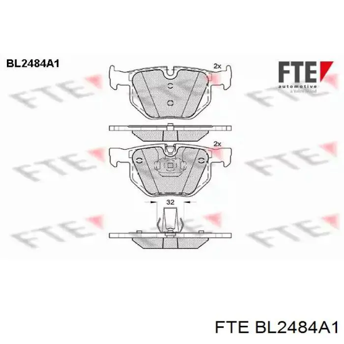 BL2484A1 FTE колодки тормозные задние дисковые