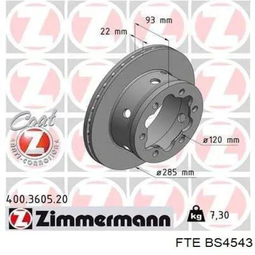 Купить BS4543 FTE Диск тормозной задний