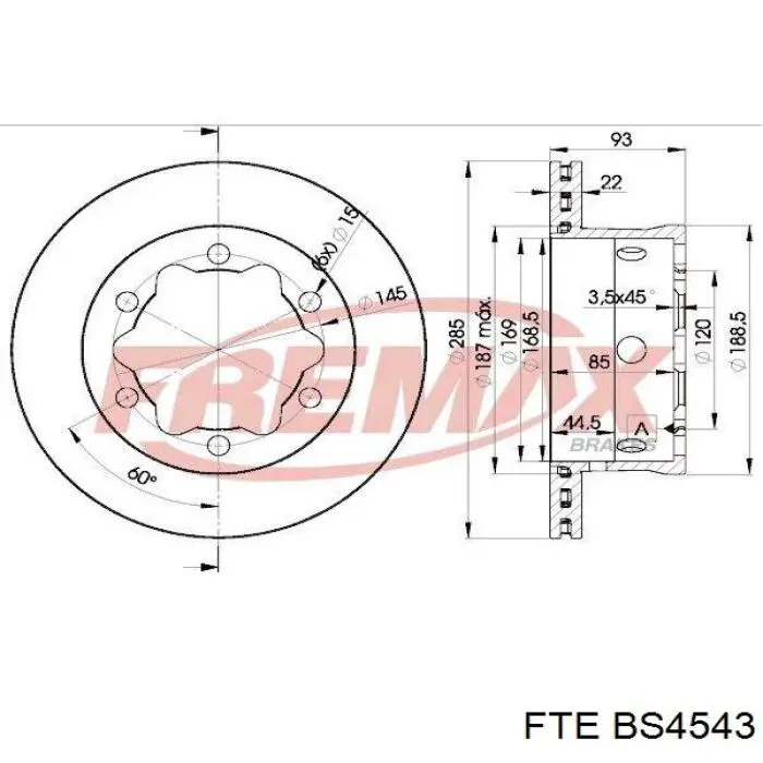 Задний дисковый тормоз FTE BS4543