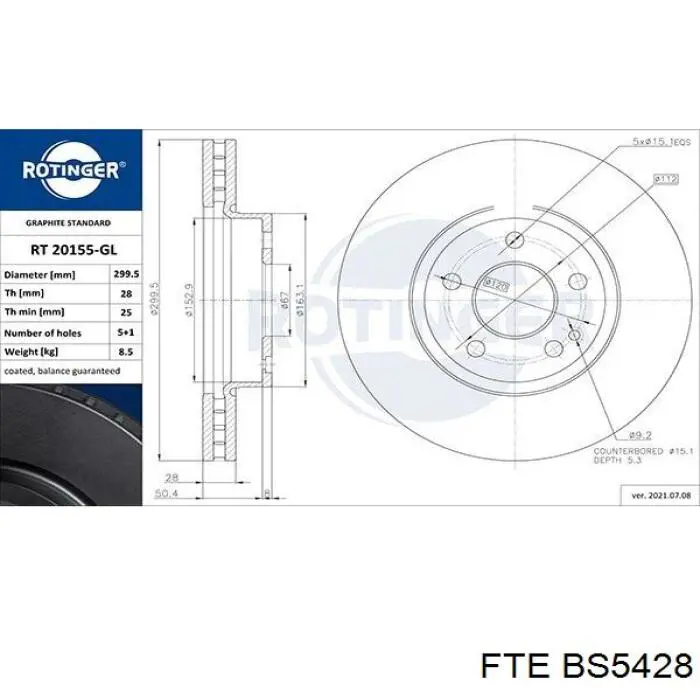 Купить BS5428 FTE Ротор тормозной