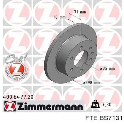 Задний тормозной диск FTE BS7131 цена, от 46.34 USD