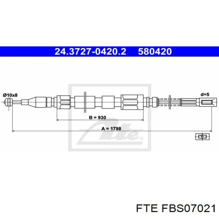 Задний трос ручника FBS07021 FTE