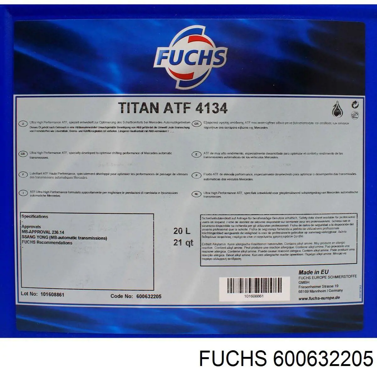  Трансмиссионное масло Fuchs (600632205)