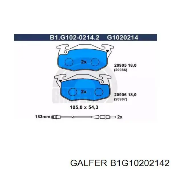 B1G10202142 Galfer колодки тормозные передние дисковые