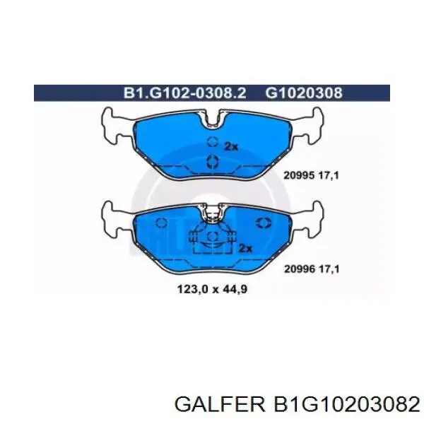 B1G10203082 Galfer колодки тормозные задние дисковые