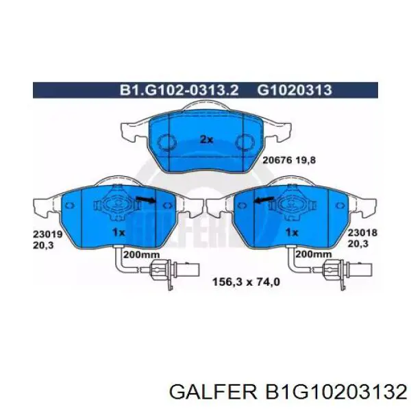 Колодки тормозные передние дисковые GALFER B1G10203132