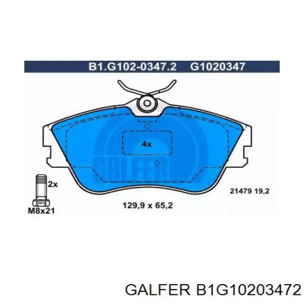 Колодки тормозные передние дисковые GALFER B1G10203472