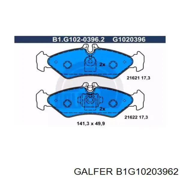 Колодки тормозные задние дисковые GALFER B1G10203962