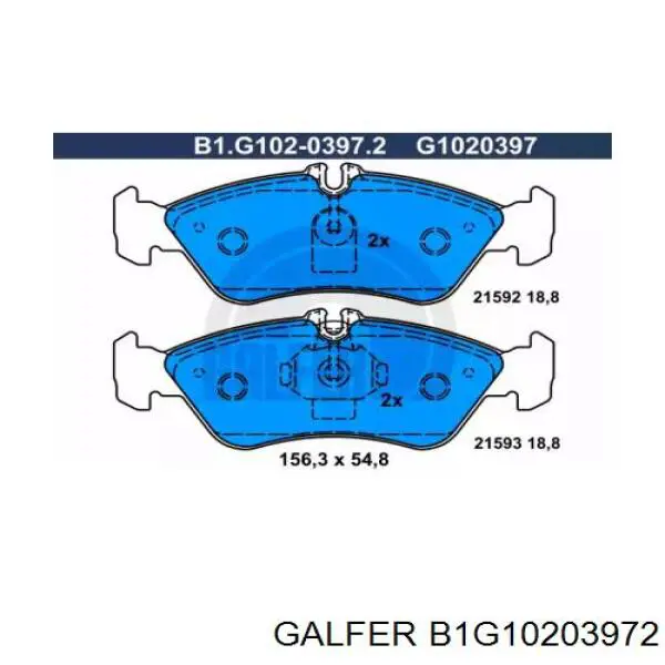 Колодки тормозные задние дисковые GALFER B1G10203972