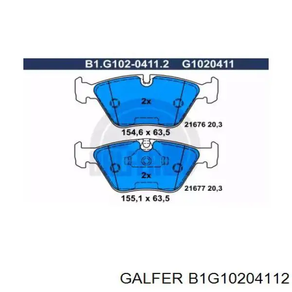 Колодки тормозные передние дисковые GALFER B1G10204112