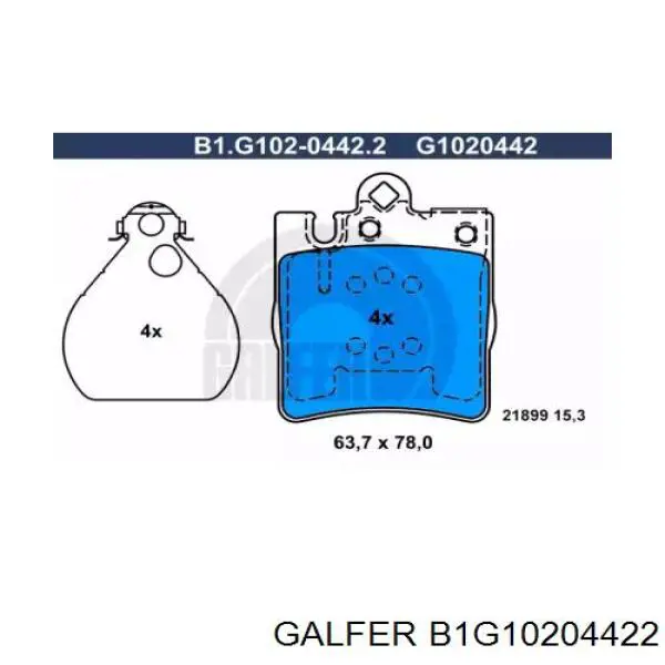 Колодки тормозные задние дисковые GALFER B1G10204422