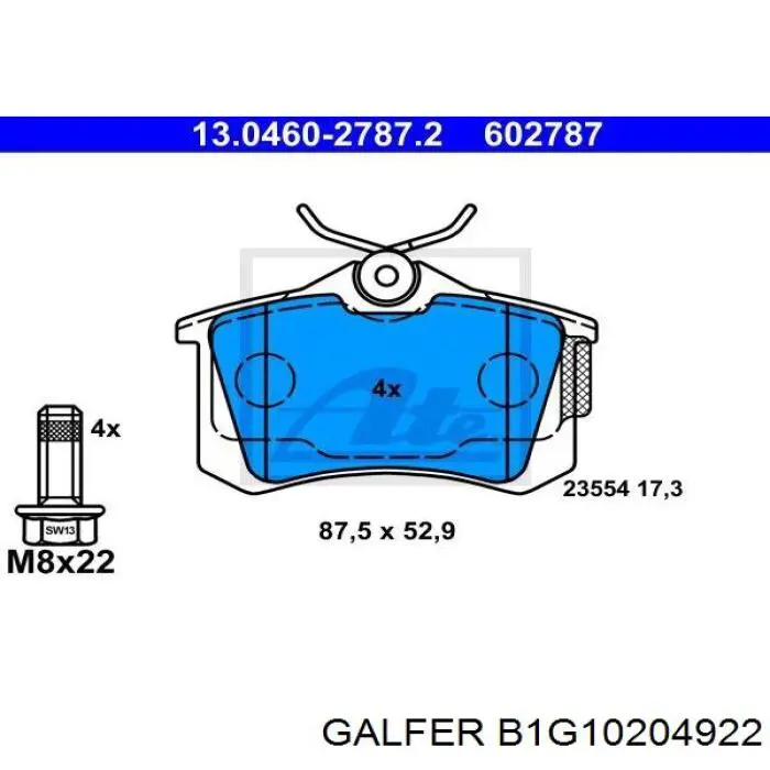 B1G10204922 Galfer колодки тормозные задние дисковые