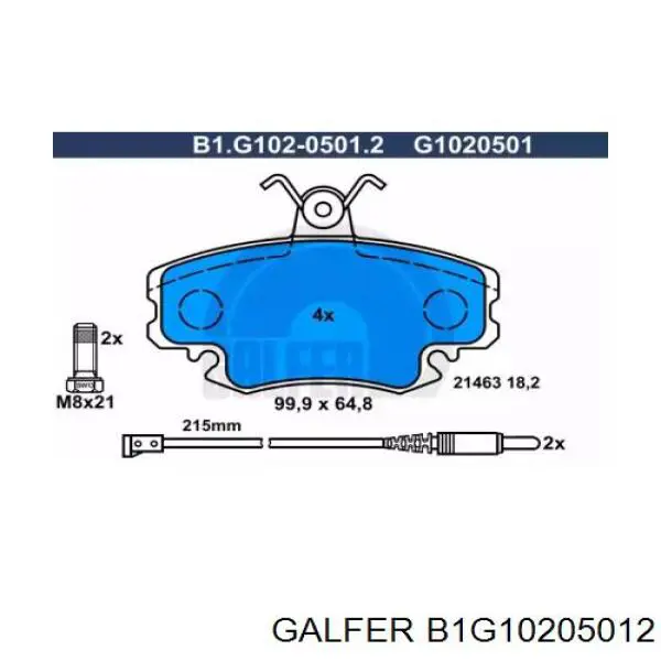 B1G10205012 Galfer колодки тормозные передние дисковые
