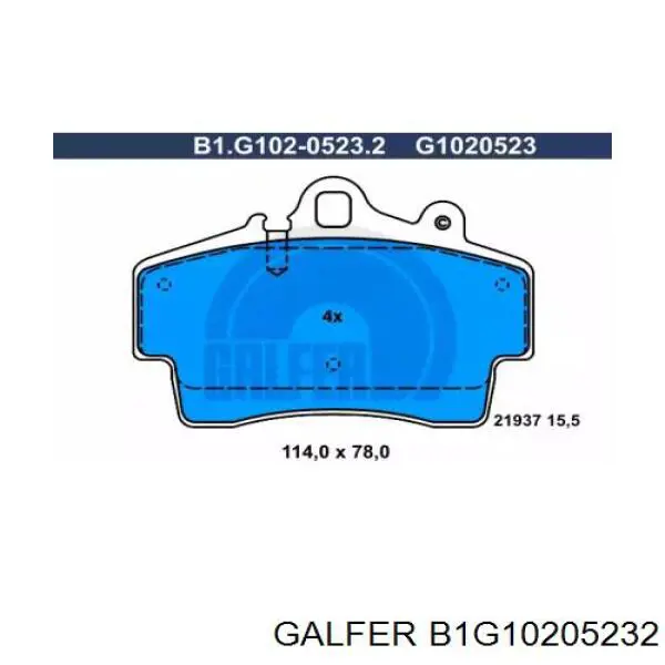 Передние тормозные колодки B1G10205232 Galfer