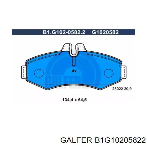 Колодки тормозные передние дисковые GALFER B1G10205822