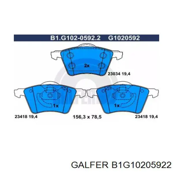 B1G10205922 Galfer колодки тормозные передние дисковые