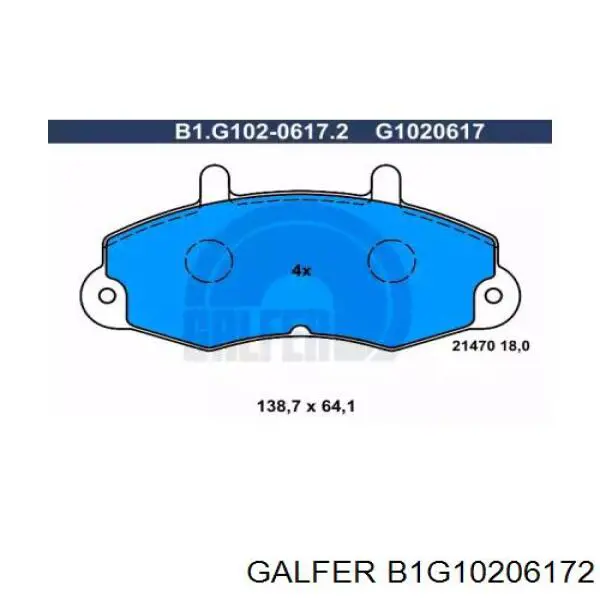 B1G10206172 Galfer колодки тормозные передние дисковые