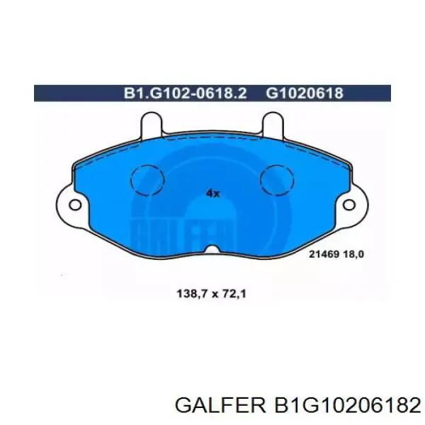 B1G10206182 Galfer колодки тормозные передние дисковые