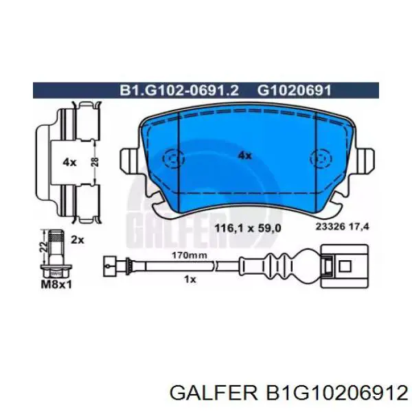 Колодки тормозные задние дисковые GALFER B1G10206912