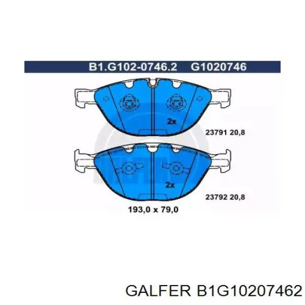 B1G10207462 Galfer колодки тормозные передние дисковые