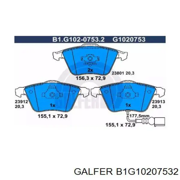 B1G10207532 Galfer колодки тормозные передние дисковые