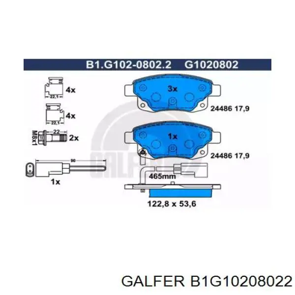 Колодки тормозные задние дисковые GALFER B1G10208022