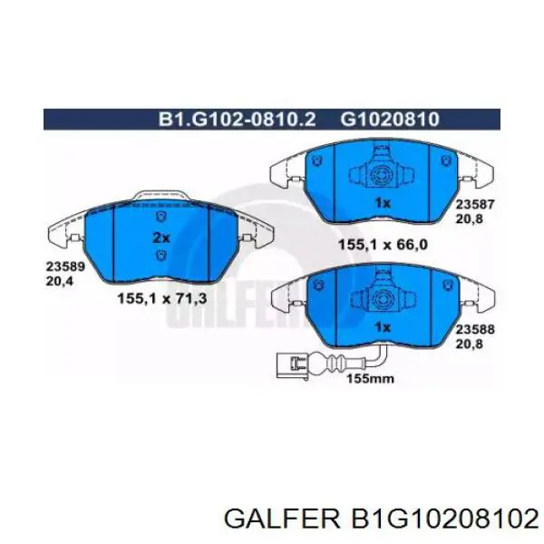 Колодки тормозные задние дисковые GALFER B1G10208102