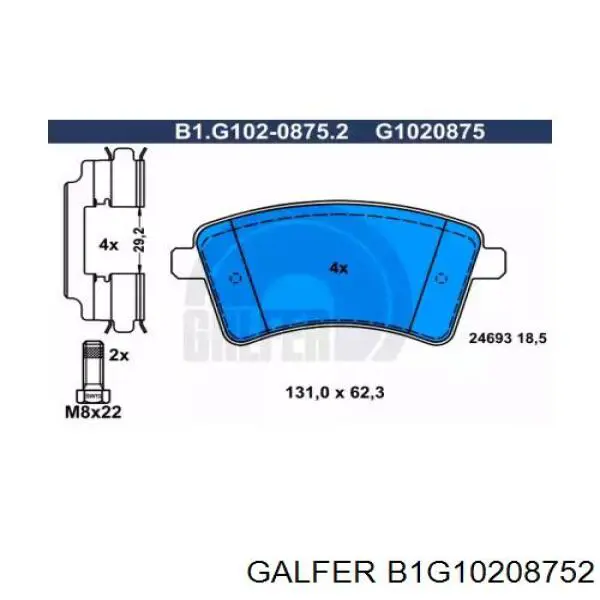 Колодки тормозные передние дисковые GALFER B1G10208752