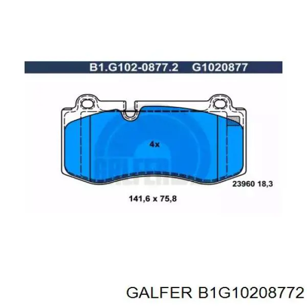 B1G10208772 Galfer колодки тормозные передние дисковые